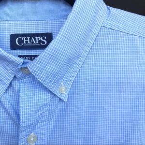 CHAPS Blue Short Sleeve Button Down Collar Shirt L